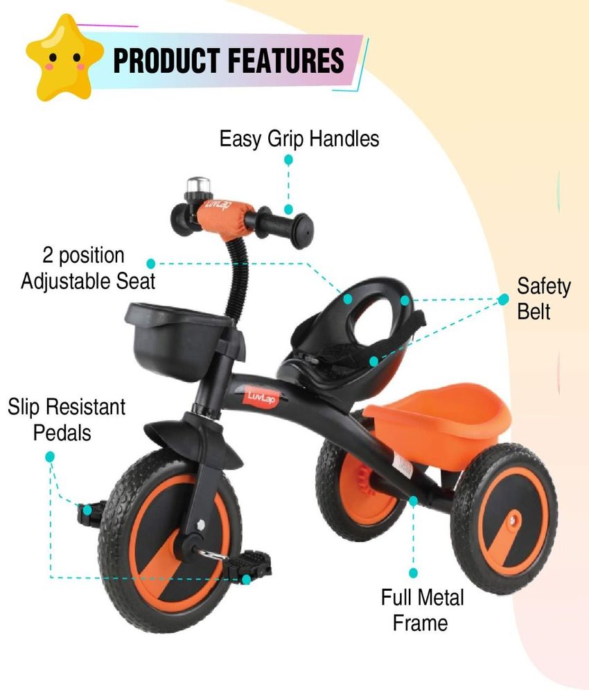 Joy Baby Cycle or Tricycle For Kids,  Orange 