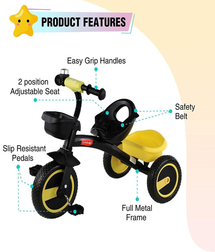 Joy Baby Kids Tricycle, Yellow 